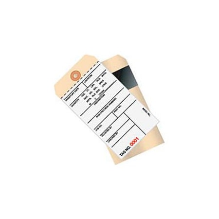Box Packaging 2 Part Carbon Inventory Tags, 0-499, #8, 6-1/4"L x 3-1/8"W, 500/Pack G17011